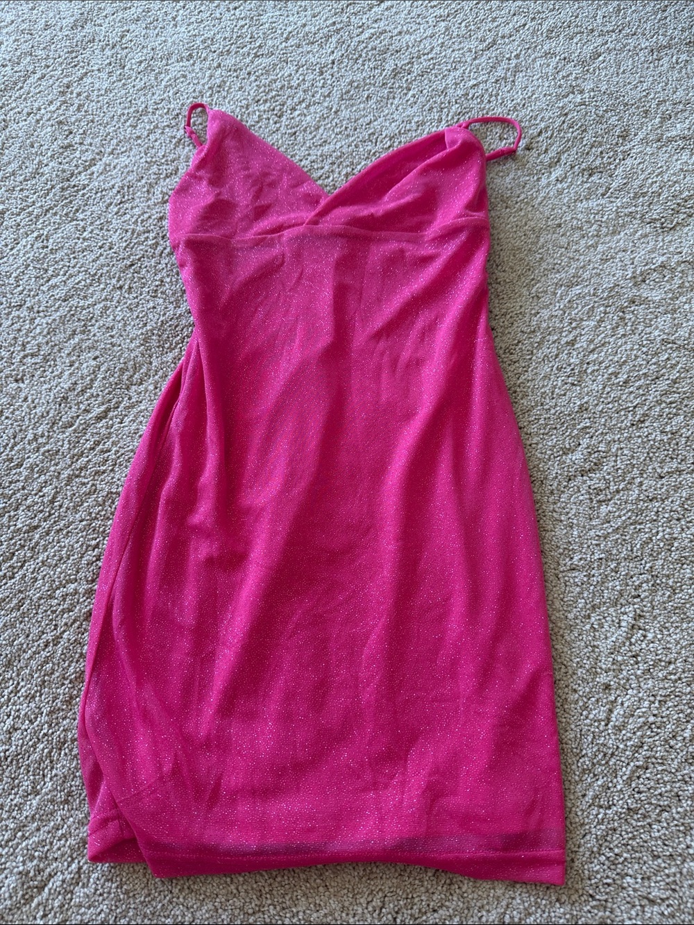 superdown Hot Pink Glitter Slip Dress